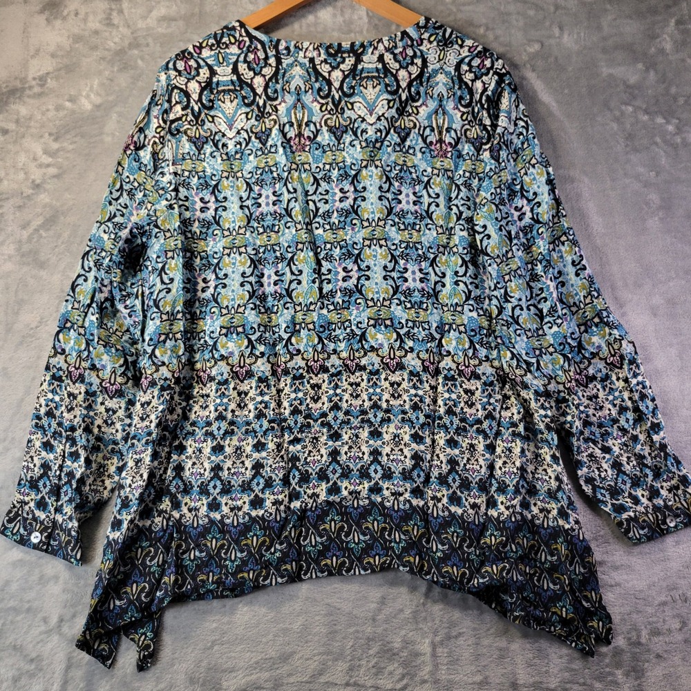 J Jill Womens LP Sheer Floral Long Sleeve Tunic Blouse Lightweight Relaxed Fit - Picture 8 of 9